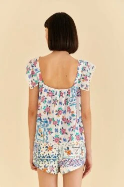 Farm Rio Off-White Romantic Bandanas Blouse -Modern Dress World 309437 04