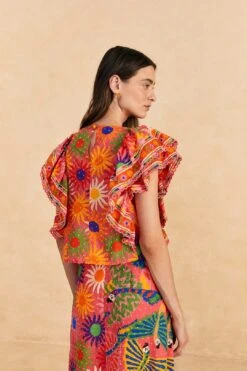 Farm Rio Coral Summer Sun Blouse -Modern Dress World 309447 04