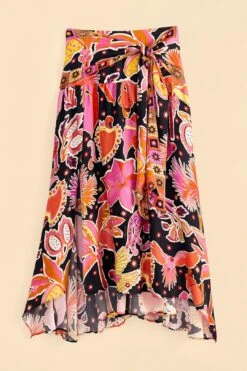 Farm Rio Black Enchanted Nature Lenzing™ Ecovero™ Viscose Midi Skirt -Modern Dress World 309464 06