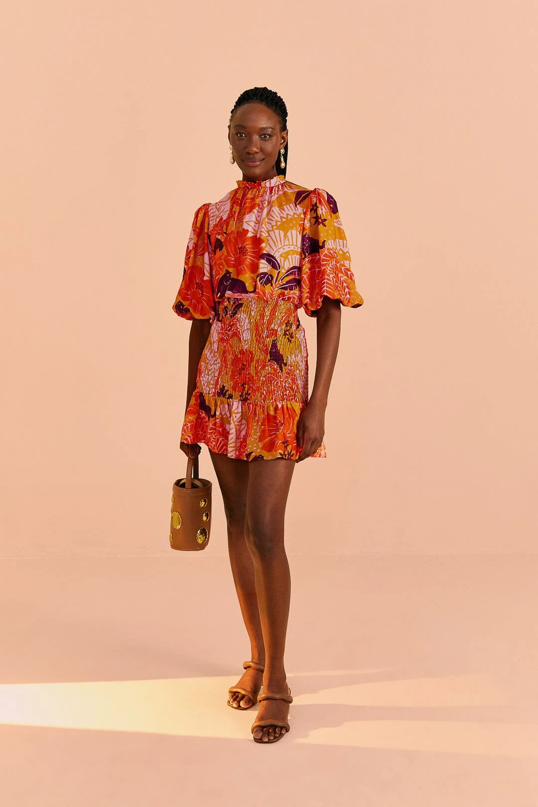 Farm Rio Beige Jungle Panther Lenzing™ Ecovero™ Viscose Mini Dress 2 Farm Rio Beige Jungle Panther Lenzing™ Ecovero™ Viscose Mini Dress - Image 2