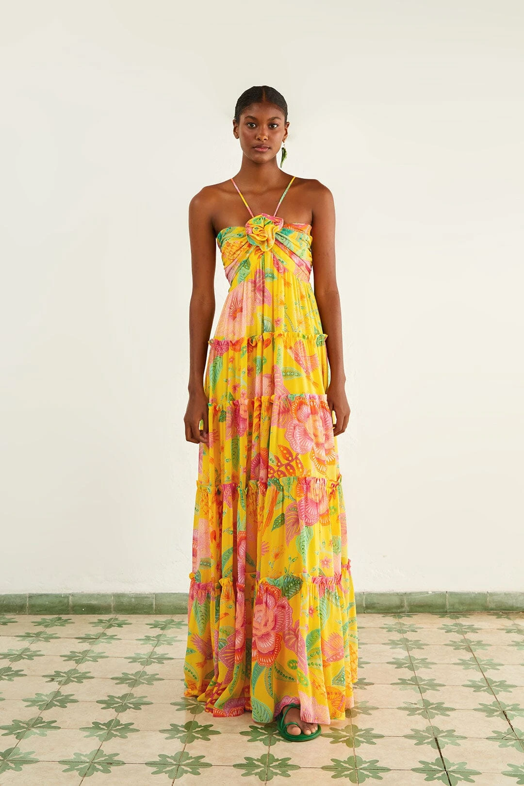 Farm Rio Yellow Macaw Bloom Maxi Dress 1 Farm Rio Yellow Macaw Bloom Maxi Dress