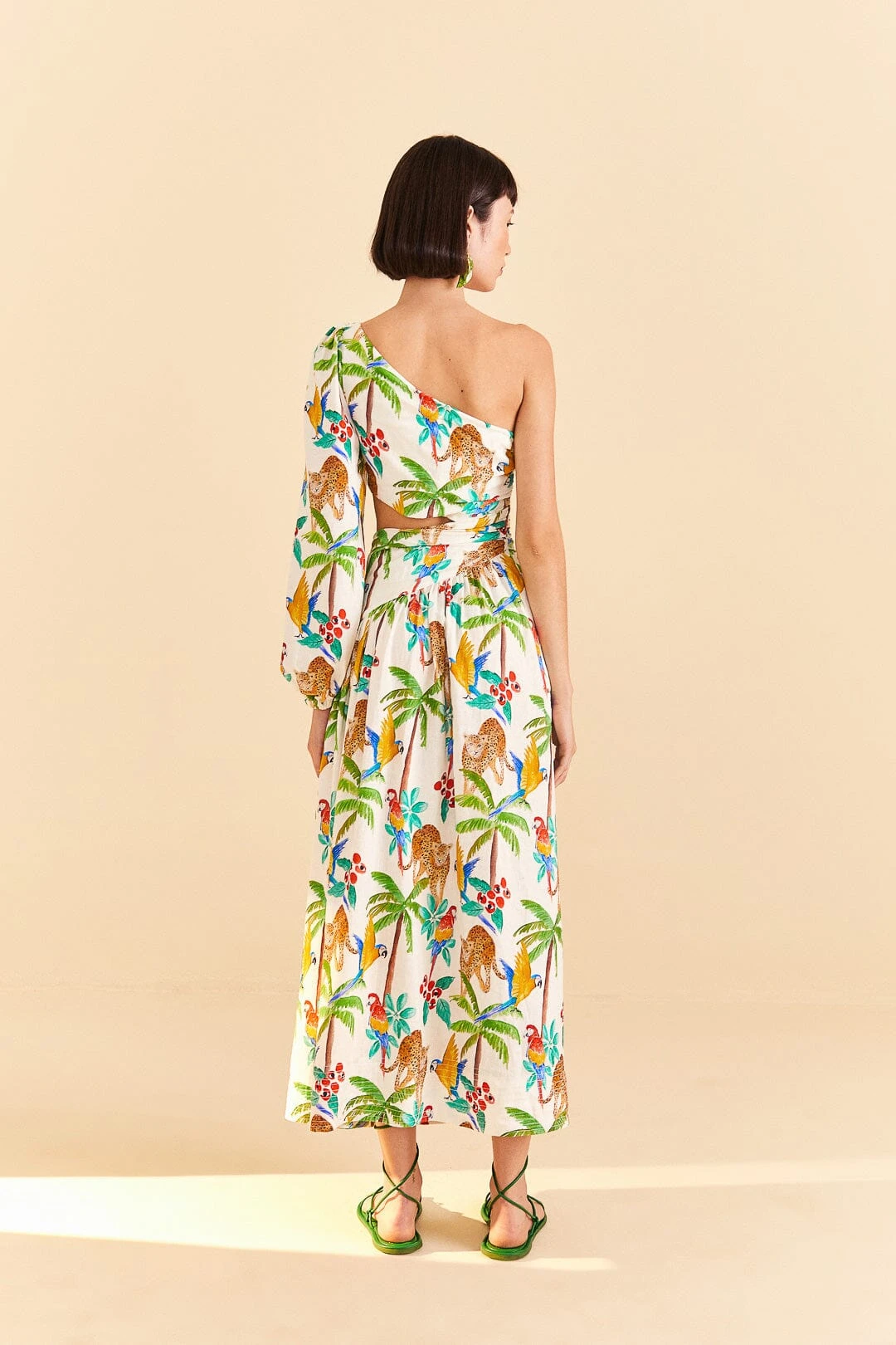 Farm Rio Tropical Paradise One Shoulder Midi Dress 4 Farm Rio Tropical Paradise One Shoulder Midi Dress - Image 4
