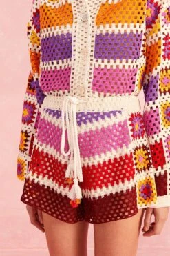 Farm Rio Mixed Crochet Stripes Shorts -Modern Dress World 309542 03