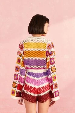 Farm Rio Mixed Crochet Stripes Shorts -Modern Dress World 309542 04