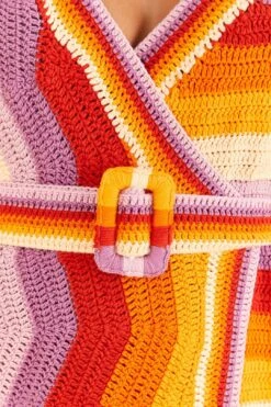 Farm Rio Multi Stripes Crochet Dress -Modern Dress World 309551 05