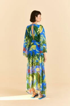 Farm Rio Blue Banana Leaves Maxi Dress -Modern Dress World 310131 04