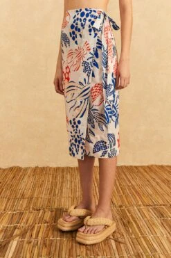 Farm Rio Off-White Mixed Lobster Wrap Skirt -Modern Dress World 310587 03