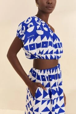 Farm Rio Off-White Pitta Tiles One-Shoulder Maxi Dress -Modern Dress World 310650 03