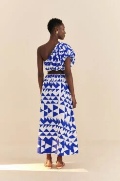 Farm Rio Off-White Pitta Tiles One-Shoulder Maxi Dress -Modern Dress World 310650 04