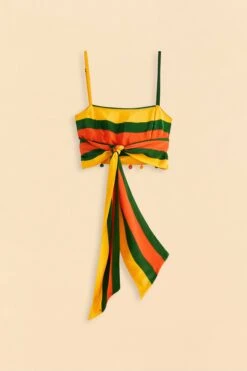 Farm Rio Yellow, Green & Red Striped Crop Top -Modern Dress World 310659 06