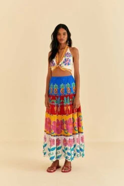 Farm Rio Off-White Vivid Garden Maxi Skirt 8 Farm Rio Off-White Vivid Garden Maxi Skirt -Modern Dress World 310663 03