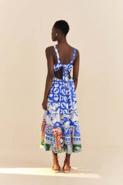 Farm Rio Mixed Pitta Colors Organic Cotton Embroidered Midi Dress -Modern Dress World 310673 04