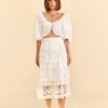 Farm Rio White Lace Midi Skirt