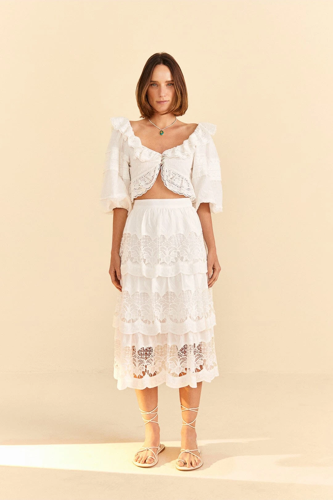 Farm Rio White Lace Midi Skirt 1 Farm Rio White Lace Midi Skirt