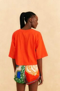 Farm Rio Orange Tropical Love Organic Cotton T-Shirt 7 Farm Rio Orange Tropical Love Organic Cotton T-Shirt -Modern Dress World 310678 03