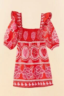 Farm Rio Red Summer Sunrise Organic Cotton Mini Dress -Modern Dress World 311432 06