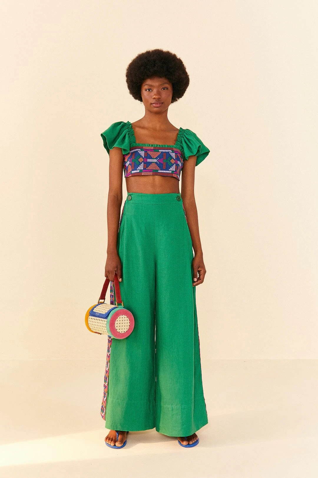 Farm Rio Embroided Green Top 2 Farm Rio Embroided Green Top - Image 2