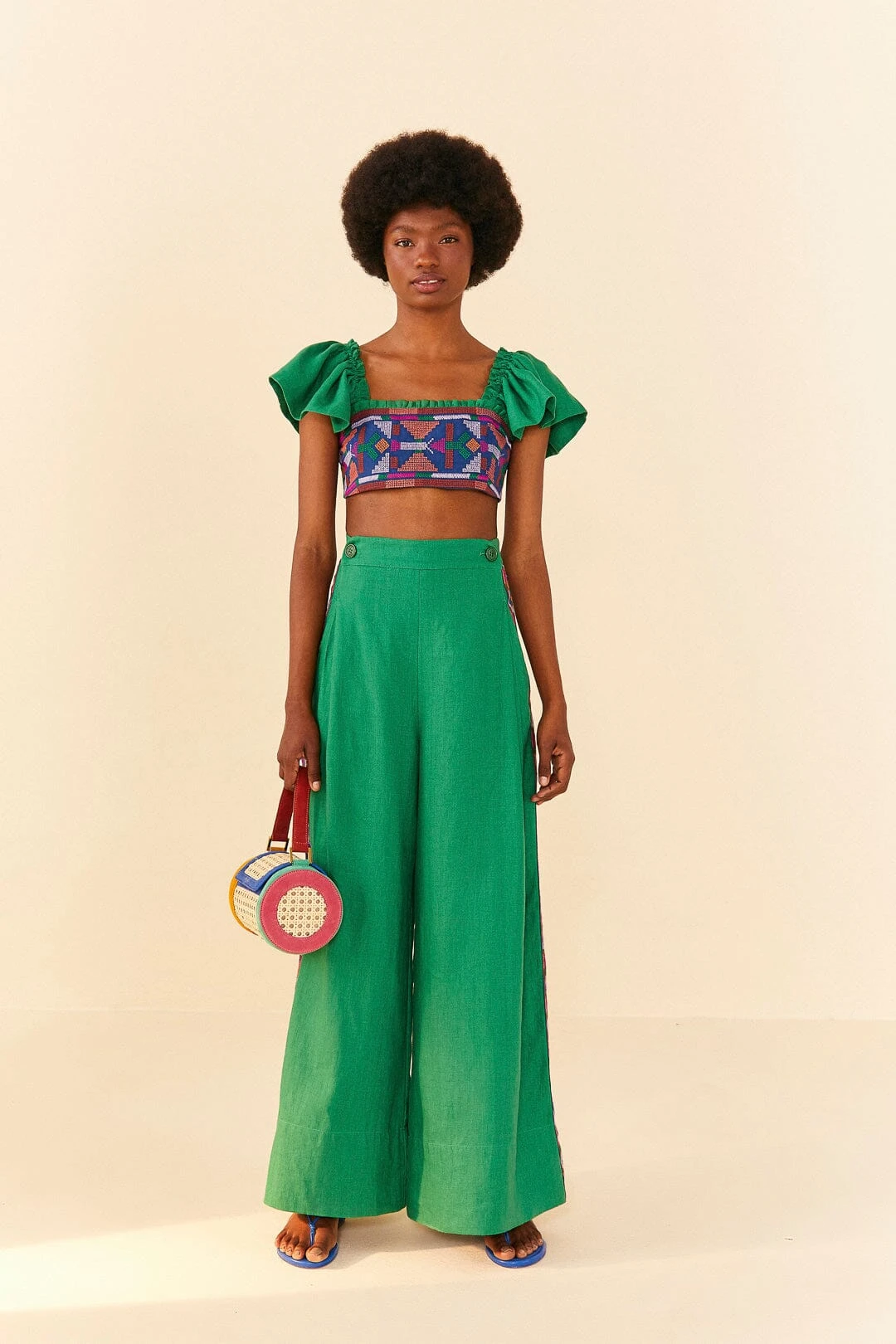 Farm Rio Embroided Green Pants 2 Farm Rio Embroided Green Pants - Image 2