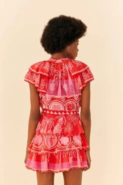 Farm Rio Red Summer Sunrise Mini Skirt -Modern Dress World 311481 03