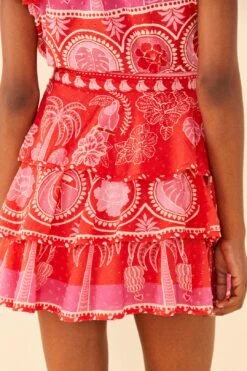 Farm Rio Red Summer Sunrise Mini Skirt -Modern Dress World 311481 04