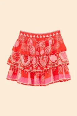 Farm Rio Red Summer Sunrise Mini Skirt -Modern Dress World 311481 06