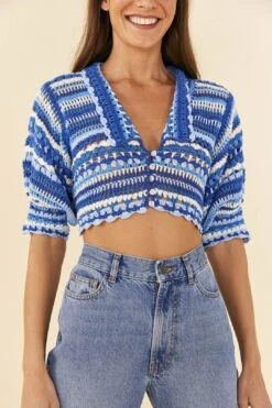 Farm Rio Multi Stitches Crochet Collar Blouse 8 Farm Rio Multi Stitches Crochet Collar Blouse -Modern Dress World 311558 03