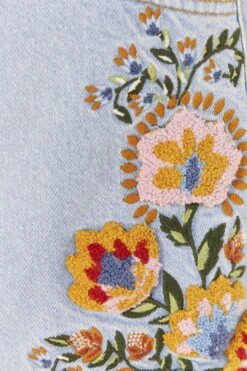 Farm Rio Summer Garden Embroidered Denim Shorts -Modern Dress World 311873 05