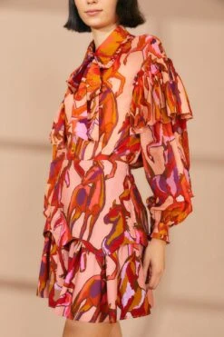 Farm Rio Rose Wild Horses Tiered Mini Skirt -Modern Dress World 311997 03