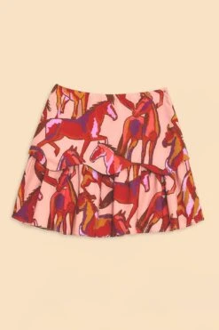 Farm Rio Rose Wild Horses Tiered Mini Skirt -Modern Dress World 311997 06
