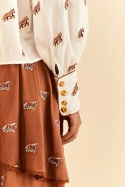 Farm Rio Off-White Embroidered Horses Blouse -Modern Dress World 312012 06