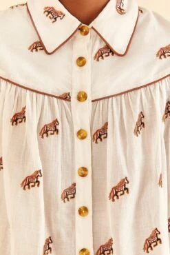 Farm Rio Off-White Embroidered Horses Blouse -Modern Dress World 312012 07