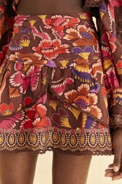 Farm Rio Brown Bright Flora Mini Skirt -Modern Dress World 312014 03