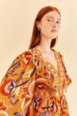 Farm Rio Yellow Palms Party Ruffle Blouse -Modern Dress World 312021 03