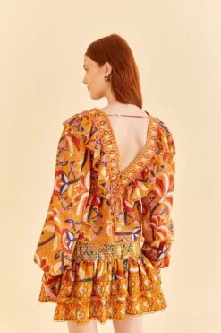 Farm Rio Yellow Palms Party Ruffle Blouse -Modern Dress World 312021 04