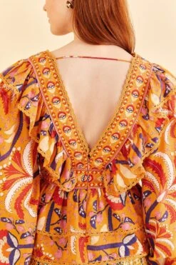 Farm Rio Yellow Palms Party Ruffle Blouse -Modern Dress World 312021 05