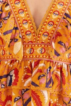 Farm Rio Yellow Palms Party Ruffle Blouse -Modern Dress World 312021 06