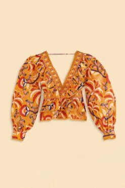 Farm Rio Yellow Palms Party Ruffle Blouse -Modern Dress World 312021 07