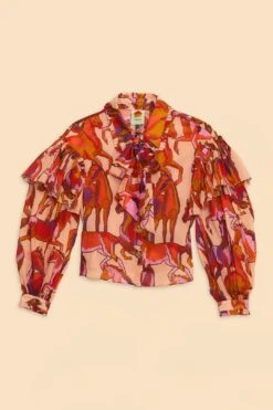 Farm Rio Rose Wild Horses Bow Neck Tie Blouse 11 Farm Rio Rose Wild Horses Bow Neck Tie Blouse -Modern Dress World 312022 06