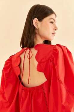 Farm Rio Red Heart Shaped Neckline Blouse -Modern Dress World 312025 03