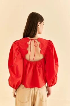 Farm Rio Red Heart Shaped Neckline Blouse -Modern Dress World 312025 04