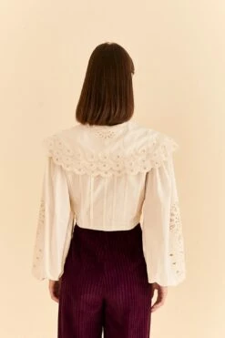 Farm Rio Off-White Richelieu Big Collar Blouse -Modern Dress World 312044 04