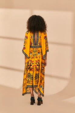 Farm Rio Yellow Tropical Tapestry Kaftan Dress -Modern Dress World 312047 04