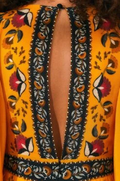 Farm Rio Yellow Tropical Tapestry Kaftan Dress -Modern Dress World 312047 05