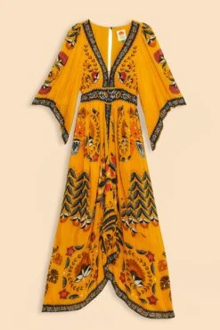 Farm Rio Yellow Tropical Tapestry Kaftan Dress -Modern Dress World 312047 06
