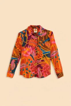 Farm Rio Vintage Wave Multicolor Long Sleeve Shirt -Modern Dress World 312273 06