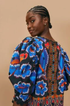 Farm Rio Black Ainika Sparkle Short Sleeve Blouse -Modern Dress World 312281 03