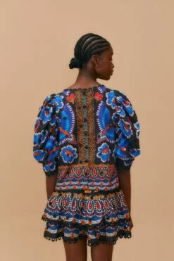 Farm Rio Black Ainika Sparkle Short Sleeve Blouse -Modern Dress World 312281 04