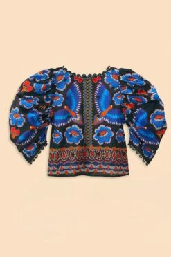 Farm Rio Black Ainika Sparkle Short Sleeve Blouse -Modern Dress World 312281 06