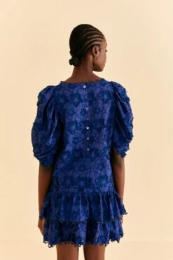 Farm Rio Navy Blue 3d Star Texture Blouse -Modern Dress World 312282 04