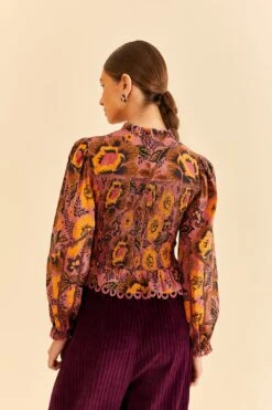 Farm Rio Blush Garden Bloom Smocked Blouse 8 Farm Rio Blush Garden Bloom Smocked Blouse -Modern Dress World 312287 03